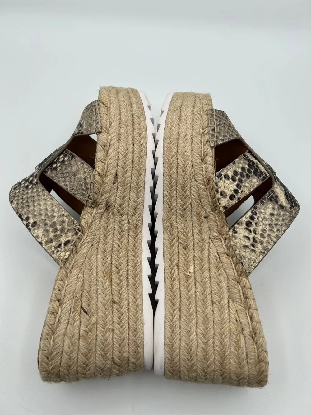 Marc Fisher Snake-Print Espadrille Wedge Sandals - Beige/Black